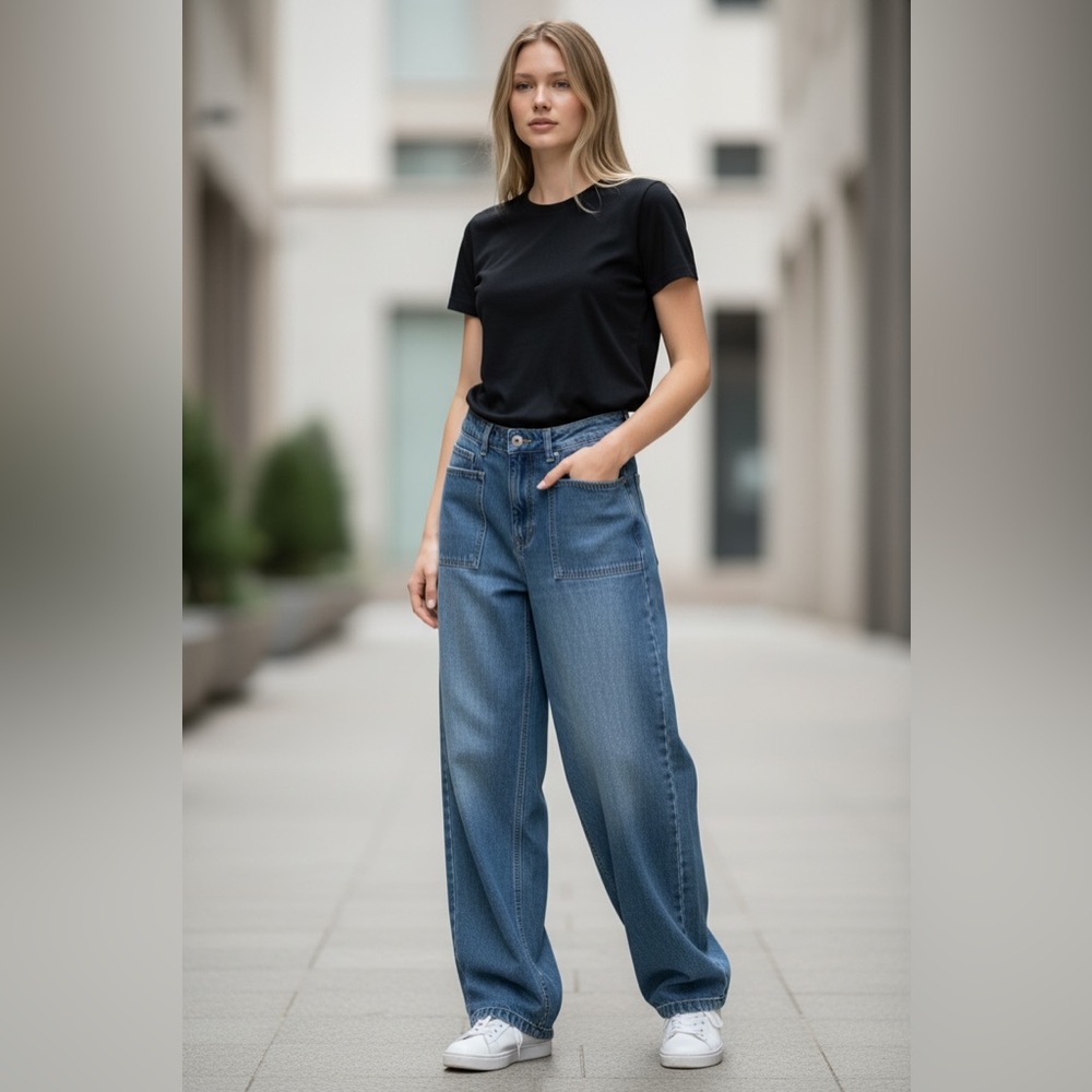 Women's Blue Straight Leg Jeans